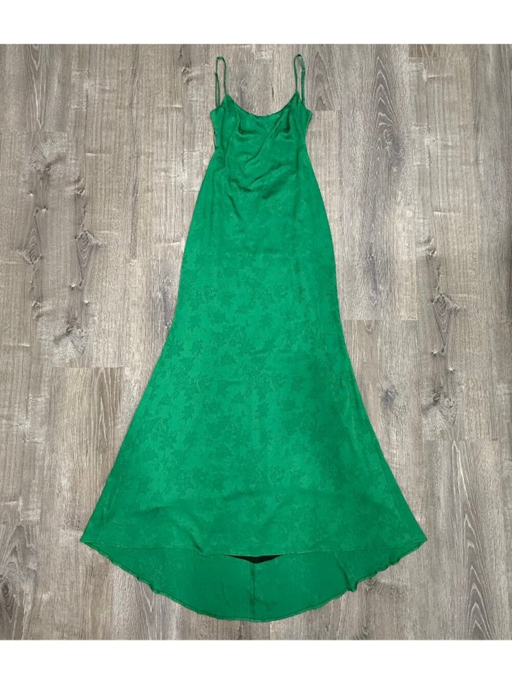 Reformation Dress Womens 6 Emerald Green Allium Maxi Floral Satin Jacquard Slip